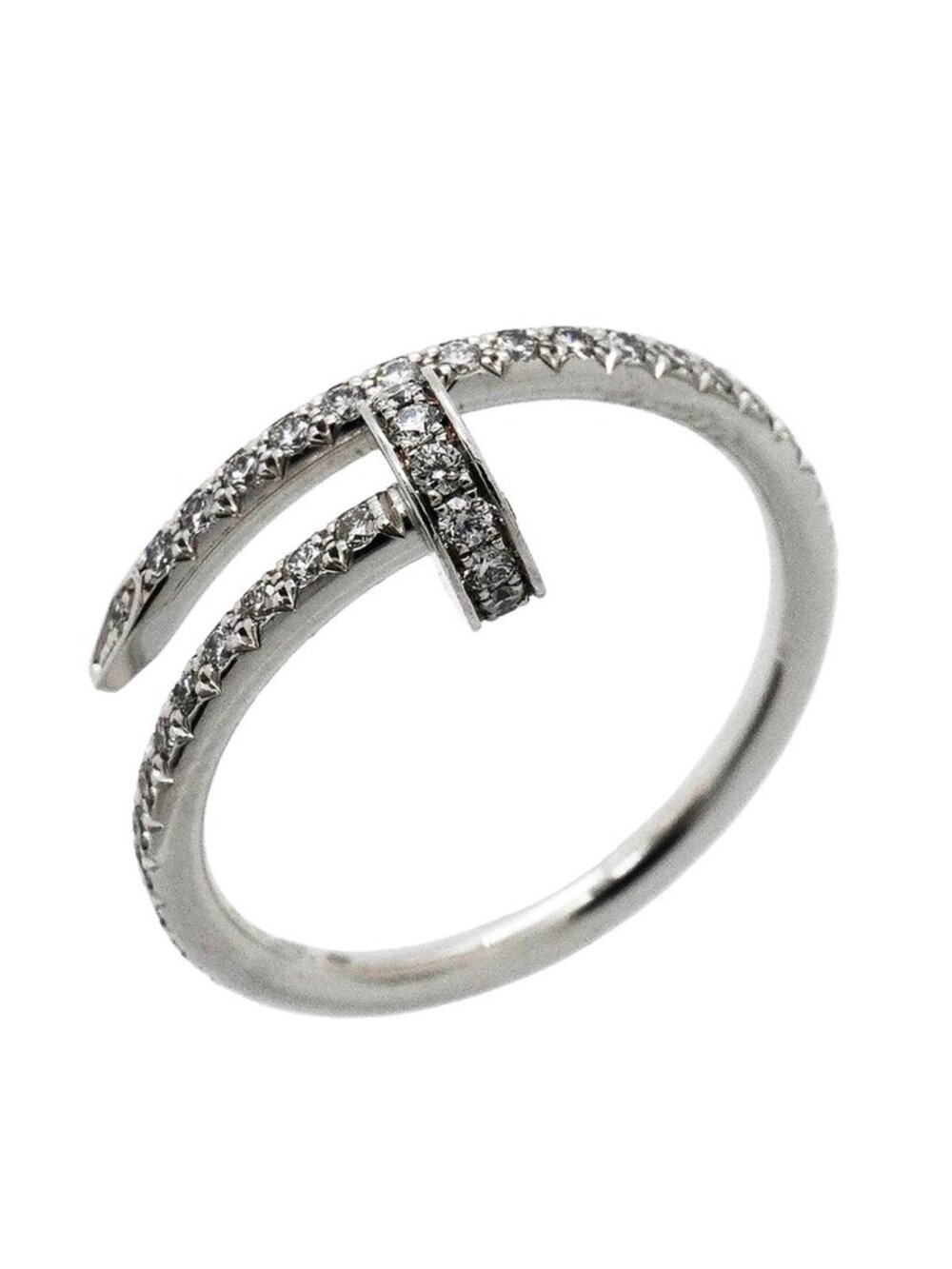 Cartier Ring Juste Un Clou SM Semi Pave 18k White Gold Diamond